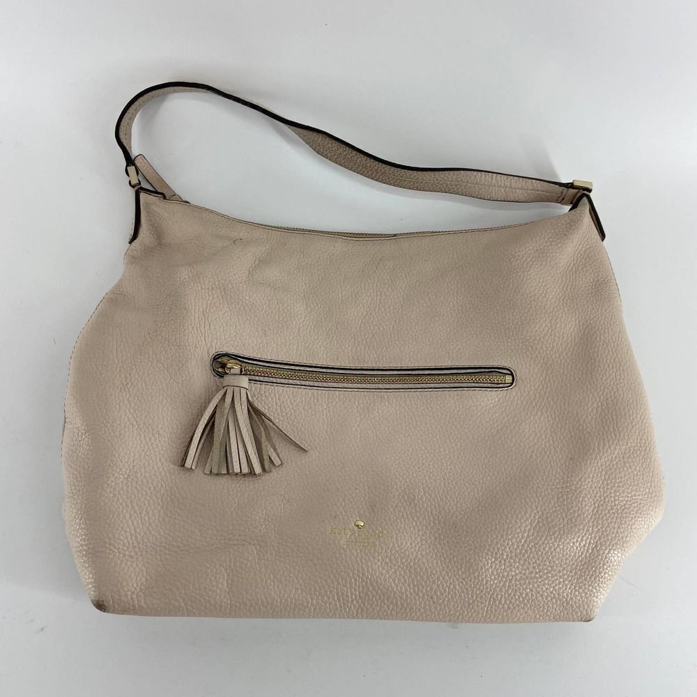 Kate Spade Cream Pebble Leather Boho Shoulder Bag Purse